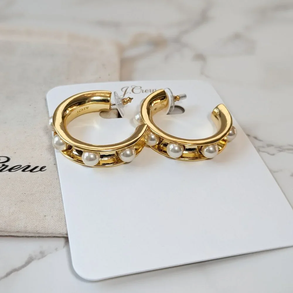 J.Crew Pearl-studded Hoop Earrings - Picture 6 of 8